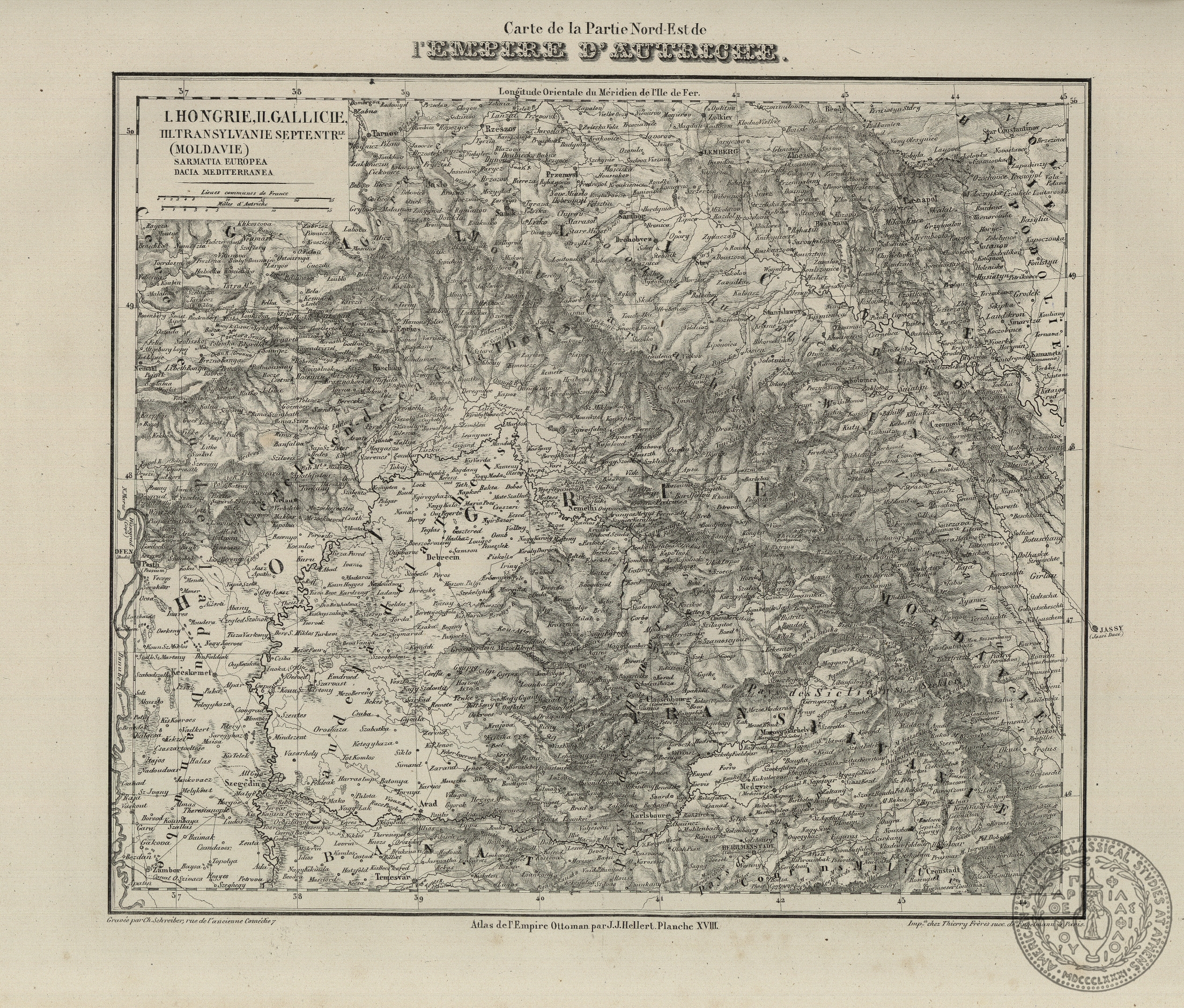 Carte de la partie Nord-Est de l' Empire d' Autriche